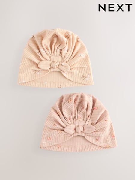 Apricot Ditsy Baby 100% Cotton Turbans 2 Pack (0-18mths) (AA3790) | € 9