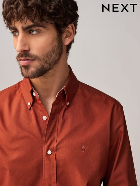 Red Slim Fit Long Sleeve Oxford Shirt (AA4328) | € 39