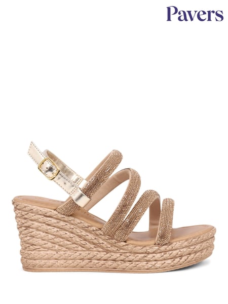 Pavers Brown Embellished Platform Espadrilles (AA4706) | € 62