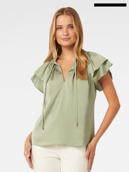 Forever New Green Marni Micropleated Blouse (AA4938) | € 35