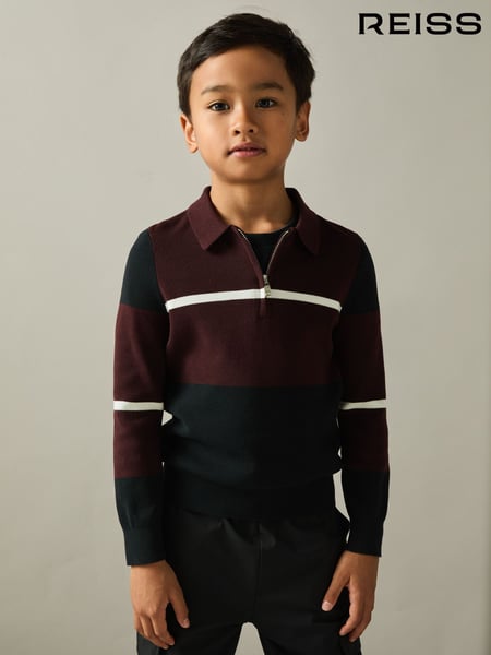 Reiss Navy/Bordeaux/White Tokyo 3-9 yrs Colour-Block Half-Zip Polo Shirt (AA4990) | € 59