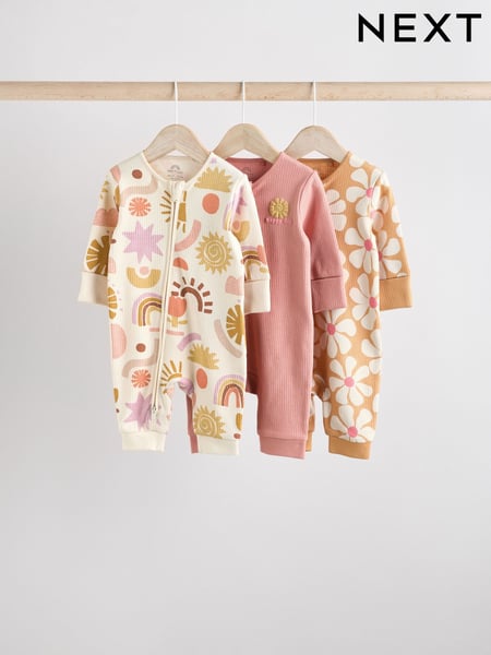 Neutral Two Way Zip Baby Footless 100% Cotton Sleepsuits 3 Pack (0mths-3yrs) (AA5434) | € 28 - € 31