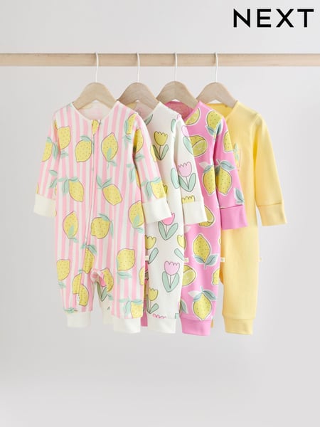 Pink Lemon Baby Two Way Zip Footless 100% Cotton Sleepsuits 4 Pack (0mths-3yrs) (AA5437) | € 35 - € 38