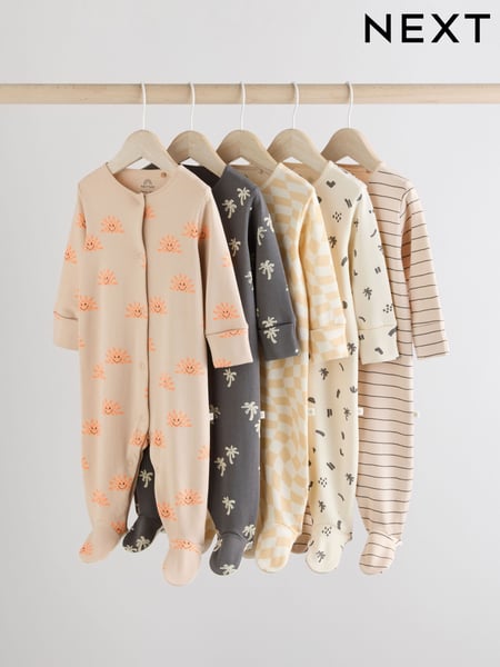 Monochrome Printed Baby Sleepsuits 5 Pack (0mths-2yrs) (AA5953) | € 41 - € 44