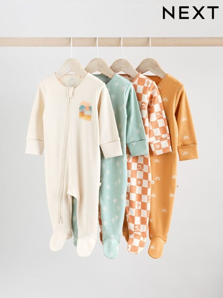 Minerals Baby Two Way Zip 100% Cotton Sleepsuits 4 Pack (0mths-2yrs) (AA5956) | € 35 - € 38
