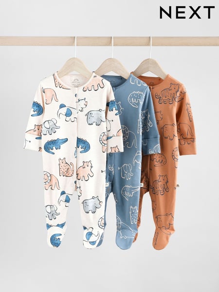 Blue/Brown Baby Sleepsuits 3 Pack (0mths-3yrs) (AA5960) | € 26 - € 28