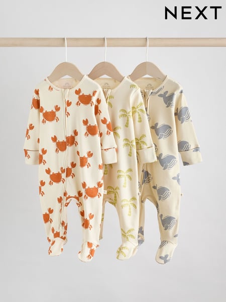 Multi Two Way Zip Baby Sleepsuits 3 Pack (0mths-2yrs) (AA5961) | € 27 - € 30