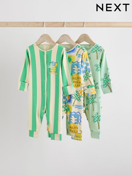 Green Baby Bright Pineapple Sleepsuits 3 Pack (0mths-3yrs) (AA5966) | € 28 - € 31