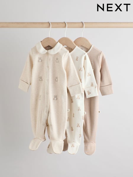 Neutral Baby Embroidered Sleepsuits 3 Pack (0-2yrs) (AA5969) | € 28 - € 31
