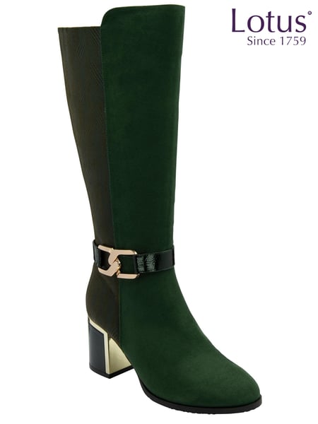 Lotus Green Heeled Knee High Boots (AA6044) | € 117