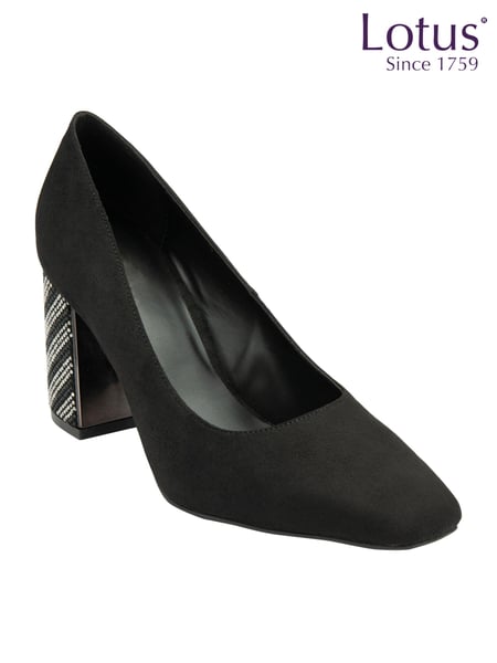 Lotus Black Block Heel Court Shoes (AA6058) | € 101