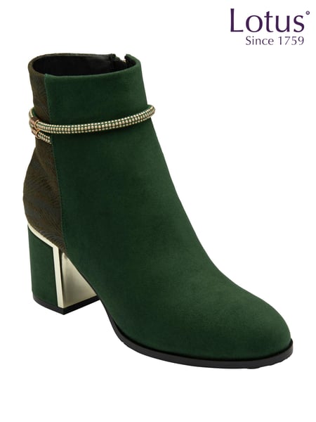 Lotus Green Heeled Ankle Boots (AA6086) | € 50
