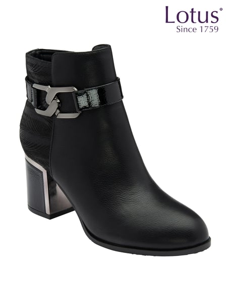 Lotus Black Ground Patent Lace-Up Ankle Boots (AA6094) | € 101