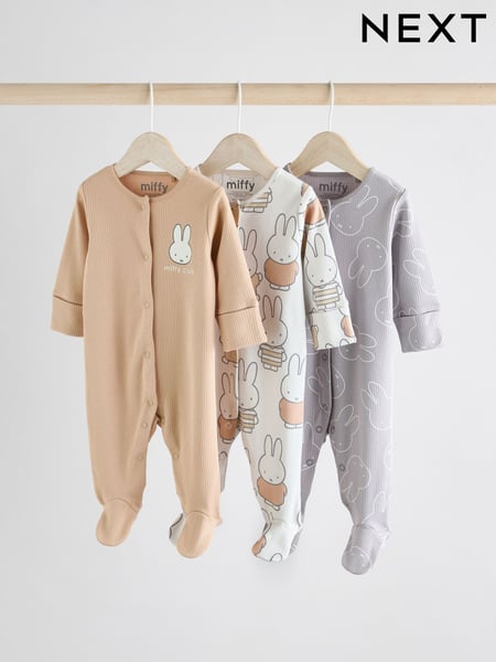 Neutral Baby Miffy 100% Cotton Sleepsuits 3 Pack (0-2yrs) (AA6198) | € 35 - € 38