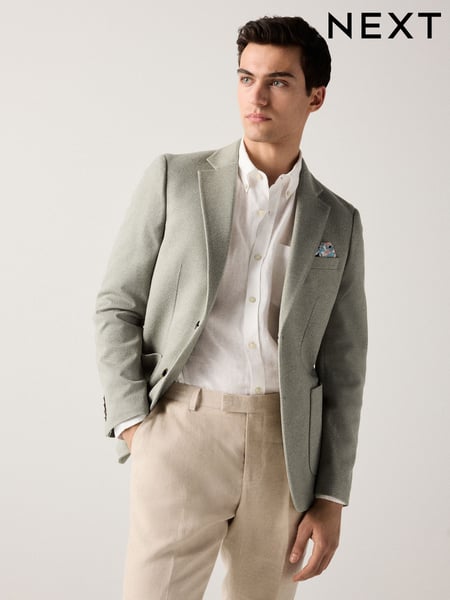 Sage Green Slim Fit Soft Touch Textured Jersey Blazer (AA6288) | € 118