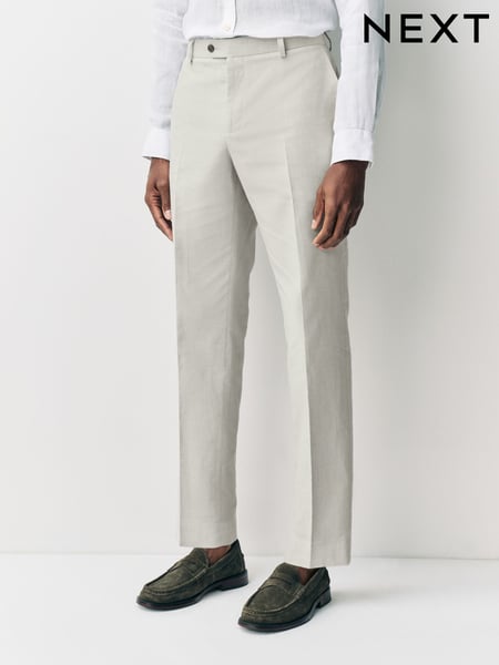 Ecru Tailored Fit Linen Texture Suit Trousers (AA6526) | € 75