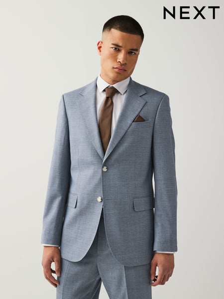 Blue Tailored Fit Textured Suit Jacket (AA6528) | € 164