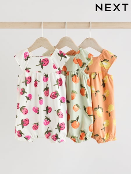 Multi Bright Fruit Baby Printed Rompers 3 Pack (AA6647) | € 26 - € 31