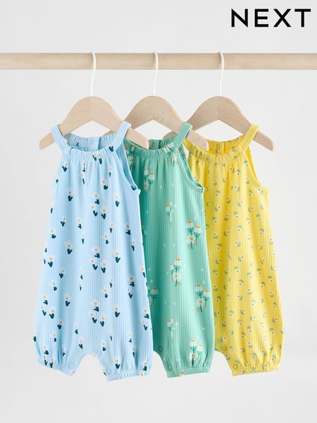 Multi Colour Floral Baby Strappy Rompers 3 Pack (AA6657) | € 26 - € 31