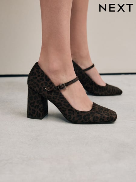 Leopard Forever Comfort® Leather Square Toe Block Heel Mary Jane Shoes (AA6943) | € 95