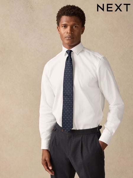 White/Navy Slim Fit Shirt And Tie Set (AA7098) | € 58