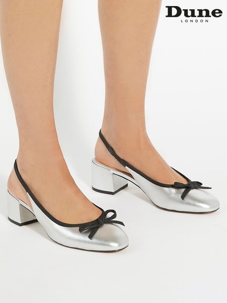 Dune London Silver Classy Slingback with Front Bow (AA7346) | € 53