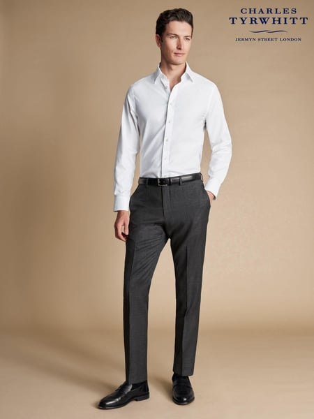 Charles Tyrwhitt Grey Slim Fit Italian Luxury Suit: Trousers (AA7407) | € 265