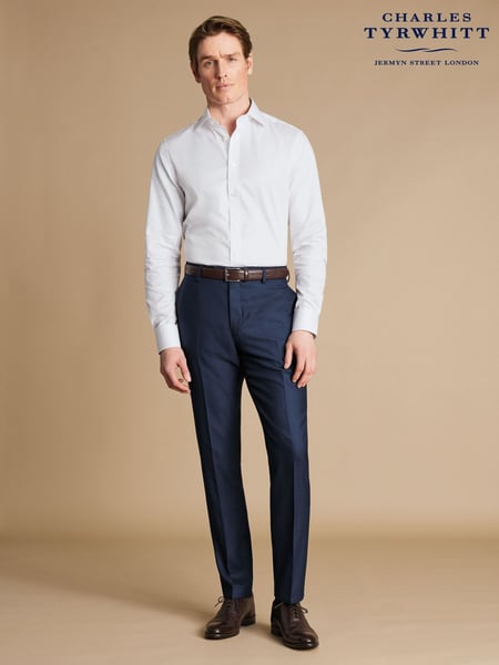 Charles Tyrwhitt Blue Slim Fit End on End Travel Suit: Trousers (AA7414) | € 187