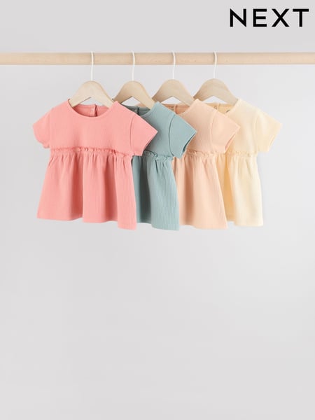 Blue/Pink/ White 4-pack Short Sleeve Baby Ribbed Top (AA7513) | € 27 - € 30