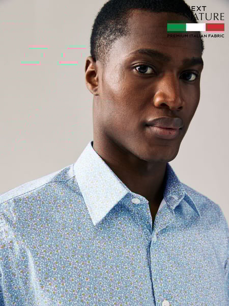 Hidcote Leaves Regular Fit Signature Collection 100% Italian Fabric Printed Formal Shirt (AA7740) | € 90