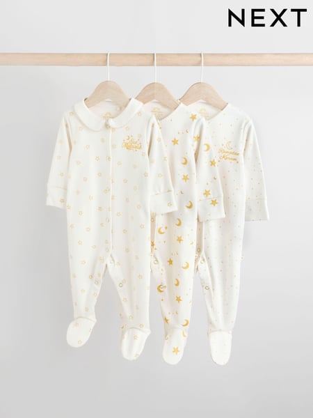 White Eid/Ramadan Kareem Baby Collar Sleepsuits 3 Pack (0mths-2yrs) (AA7904) | € 28 - € 31