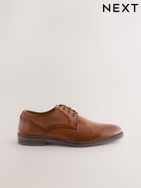 Tan Brown Embossed Derby Shoes (AA7992) | € 82