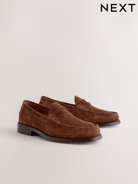 Tan Brown Standard Fit Suede Penny Loafers (AA8121) | € 75