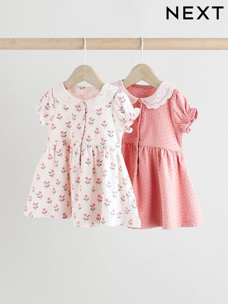 Pink/ White Floral Jersey Baby Dresses 2 Pack (0mths-3yrs) (AA8198) | € 26 - € 28