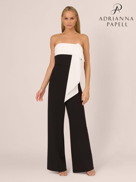 Adrianna by Adrianna Papell Knit Crepe Strapless Black Jumpsuit (AA8640) | € 271