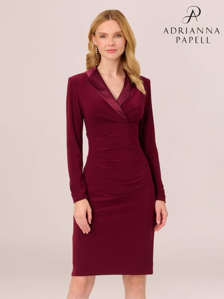 Adrianna Papell Red Jersey Tuxedo Dress (AA8643) | € 232