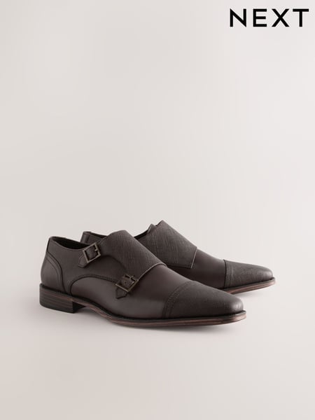 Brown Leather Double Monk Shoes (AA9078) | € 75