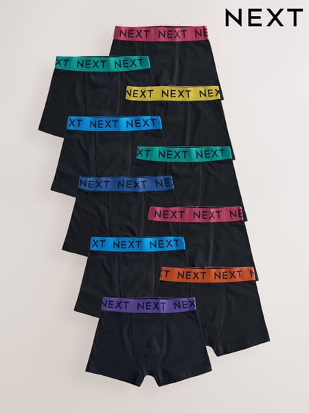 Black with Varsity Waistband Trunks 10 Pack (1.5-16yrs) (AA9657) | € 38 - € 45