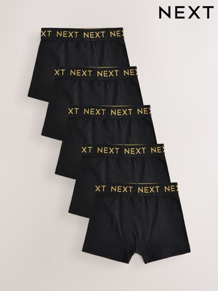 Black with Gold Waistband Trunks 5 Pack (1.5-16yrs) (AA9665) | € 20 - € 27