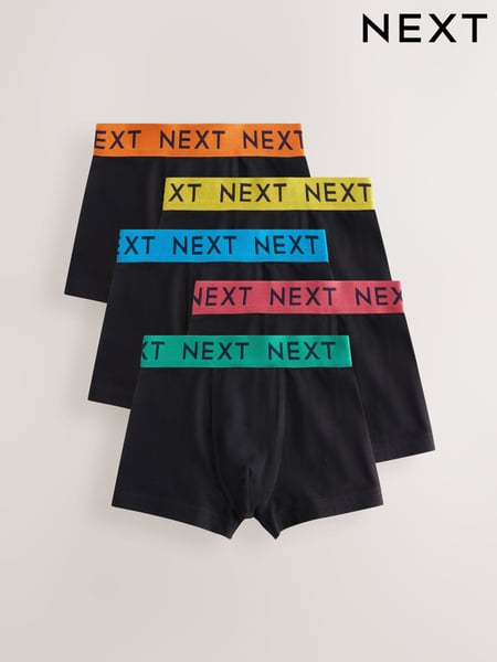 Black with Varsity Waistband Trunks 5 Pack (1.5-16yrs) (AA9669) | € 20 - € 27