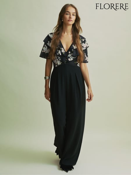 Florere Frill Sleeve Wide Leg Black Jumpsuit (AB2017) | € 356