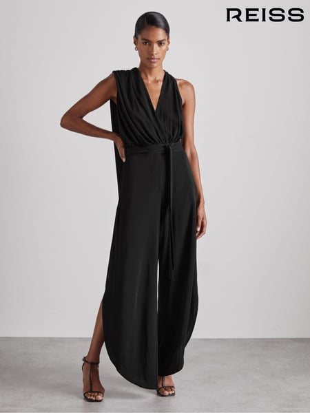 Reiss Black Luca Atelier Gathered-Jersey Jumpsuit (AB2053) | € 538