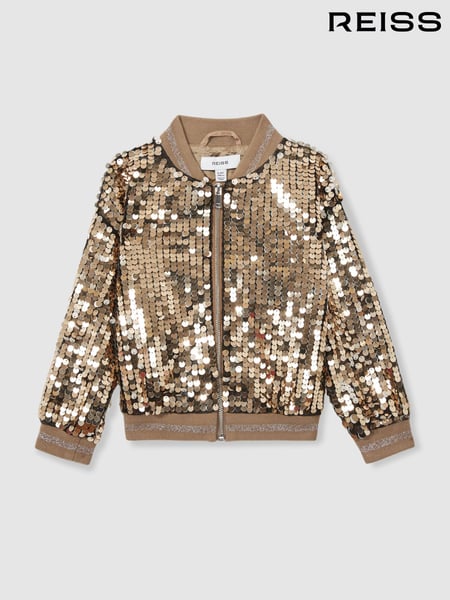 Reiss Gold Rebecca 13-14 yrs Sequin Bomber Jacket (AB2091) | € 133