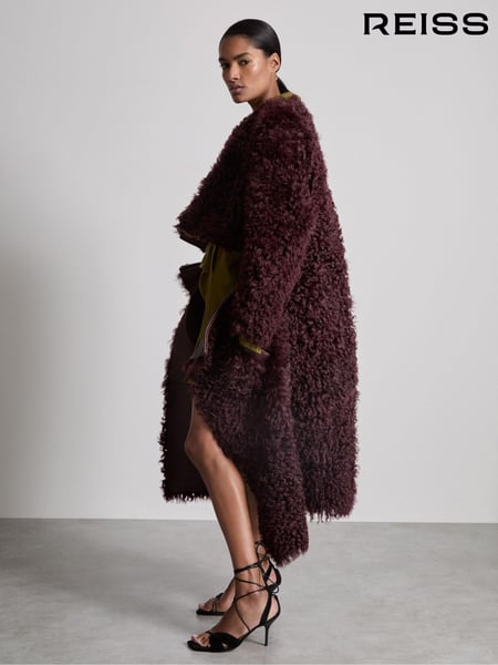 Reiss Burgundy Dianna Atelier Shearling Convertible Coat (AB2295) | € 3.735