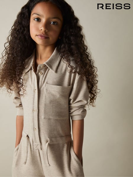 Reiss Oatmeal Rita 9-13 yrs Jersey Mélange Drawstring Boilersuit (AB2308) | € 111