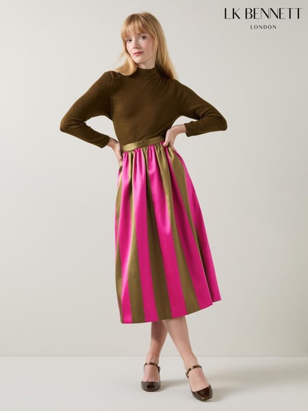 LK Bennett Green Olsen And Magenta Stripe Jacquard Social Skirt (AB2518) | € 194