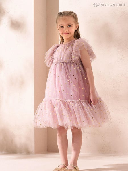 Angel & Rocket Pink Hallie Star Print Mesh Dress (AB2634) | € 36 - € 39