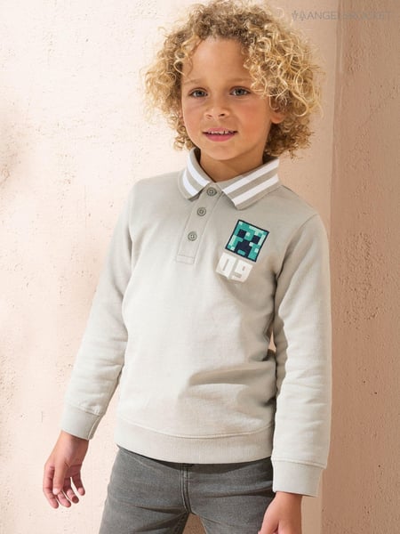 Angel & Rocket Grey Minecraft Washed Rugby 100% Cotton Polo Shirt (AB2640) | € 37 - € 44