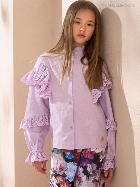 Angel & Rocket Purple Lea Broderie Frill Woven 100% Cotton Top (AB2666) | € 20 - € 23