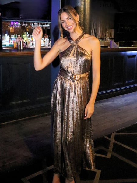 Style Cheat Gold Luisa Halter Pleated Maxi Dress (AB2969) | € 53